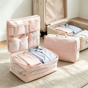 Sac de compression multifonction 5-en-1 : ensemble de rangement de voyage moderne et minimaliste pour vêtements, avec rangement portable par couches - Product Image 1
