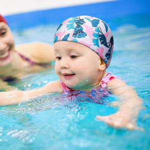 Venta al por mayor bebé niños gorro de baño de impresión patrones lindos verano niño nylon poliéster encantador gorros de natación de alta elasticidad para los niños - Product Image 6