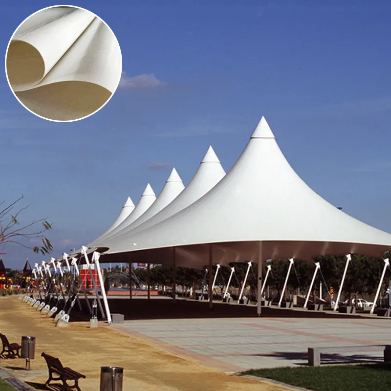 Jinlong Pvc Trekstof Tent Membraan Structuur Shelter Zelfreinigende Stof Voor Park Stadion Gecoate Treksterkte Pvc Stof