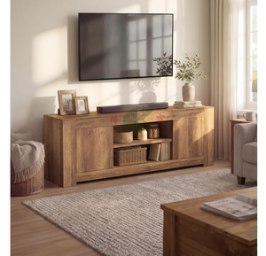 Mueble para <span class=keywords><strong>TV</strong></span> Estilo Rústico con Almacenamiento para Sala de Estar o Dormitorio, para <span class=keywords><strong>TV</strong></span> de 65 Pulgadas, 58"x15.7"x23.6", Color Marrón - Product Image 2