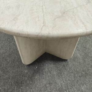 Table à manger en marbre <span class=keywords><strong>blanc</strong></span> travertin italien de luxe, meubles en pierre modernes, table de forme elliptique, table à manger haute, ensemble de 6 chaises - Product Image 3