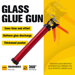 Pistolet à colle manuel en acier inoxydable de qualité industrielle portable, rouge, pour la construction, poignée anti-fuite - Product Image 2