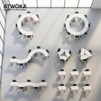 Table de formation modulaire, bureau de collaboration reconfigurable pour salles de réunion et de séminaires