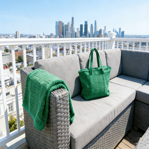 Serviette de luxe en coton 100% gaufré et sac fourre-tout assorti - Super absorbant, design personnalisable pour la <span class=keywords><strong>piscine</strong></span>/la plage/les voyages - Product Image 2