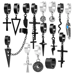 Groothandel Diverse Stijl Punk Drop Dangle Rvs Earring Huggie Hoop Clip-On Oorbellen Voor Mannen Vrouwen