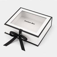 Boîte cadeau pliable magnétique personnalisée, recyclable, faite à la main, vide, blanche, avec fenêtre en PVC, vente en gros, OEM, ODM