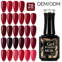 Vernis à ongles gel UV LED rouge 15 ml, 28 couleurs, OEM ODM, haute brillance, longue tenue, marque privée, fournisseur en gros