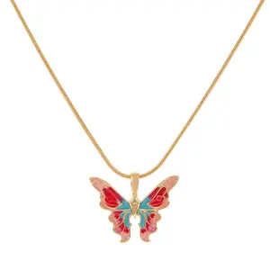 Barbie Princess Necklaces for Women Rainbow Fairy Wonderland Same Collarbone Chain Colorful Dripping Butterfly Necklace Jewelry
