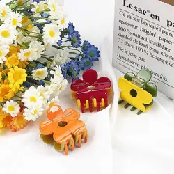 YIYI estilo coreano flor grande accesorios para el cabello moda sandía rojo verde amarillo pinzas para el cabello personalizadas doble garra hecha de acetato - Product Image 6