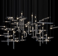 Goutte de verre Lustre Modélisation Composé Escalier Lampe Haut de Gamme Club Lampes Personnalisées Ambre Moderne Luxe Pendentif LED 80 Hôtel No Grand