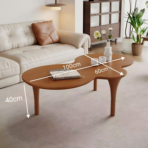 Mesa de Centro NKAHS de Madera Maciza de Nogal Estilo Mid-Century, Mesa de Té Creativa Irregular para Sala de Estar Pequeña - Product Image 6