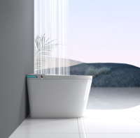 Nouveau siège de toilette intelligent allongé en céramique blanc argenté avec chasse automatique, télécommande, chauffage, fixation au sol, double chasse et siphon S/P