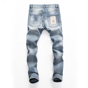 Primavera y otoño Agujeros <span class=keywords><strong>rotos</strong></span> Estiramiento Lavado Raging Pies pequeños Tight Nightclub Color claro Fresh D2 Jeans Pantalones de <span class=keywords><strong>hombre</strong></span> - Product Image 2
