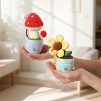 Porte-clés et décoration de sac en forme de plante mignonne et pelucheuse, pendentif amusant en forme de champignon, cactus ou tournesol en pot, pour cadeaux