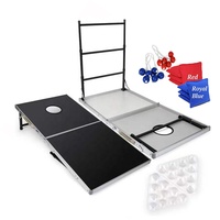 4 in 1 Papan Permainan Cornhole Aluminium Portabel dan Set Meja Lipat Beer Pong 10KG Ringan Merek JY Model 12
