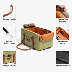 Toptan Lüks Suni Deri Evcil Hayvan Araba Koltuğu Güvenlik Orta Konsol Tasarımı Ters Çevrilebilir Mat Çok Fonksiyonlu Seyahat Taşıyıcısı Köpek Kedi için - Product Image 6