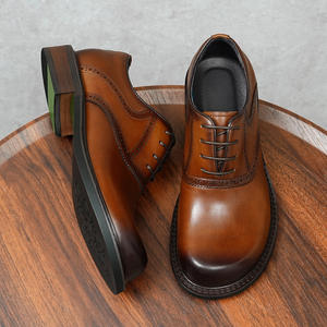 Chaussures pour hommes en cuir d'affaires, bout rond, faites à la main, imperméables, pour occasions formelles, mariage, automne, dernier modèle - Product Image 5