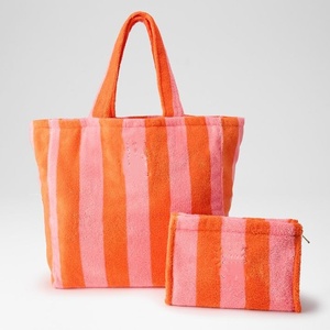Bolsa de Cosméticos Personalizada de Tela de Rizo <span class=keywords><strong>a</strong></span> Rayas, Bolsa de Maquillaje Suave, Bolsa de Aseo de <span class=keywords><strong>Viaje</strong></span>, Organizador de Playa, Set de Regalo con Empaque - Product Image 5