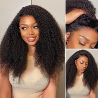 Perruque frontale en dentelle 13x4 en gros d'usine, 100% cheveux humains brésiliens, dentelle transparente spéciale Afro pour femmes noires, densité 210%