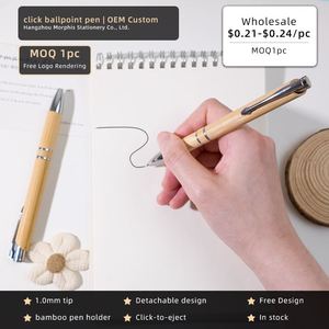 Bolígrafo de Bambú de 1.0 mm con Tinta Negra, Azul, Roja y Multicolor, Grabado Láser, Logotipo Personalizado, Regalo Promocional Empresarial - Product Image 2