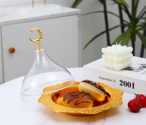 Metal Fruit Plate with Lid European Style Home Living Room Light Luxury Dessert Cake Dessert Plate Afternoon Tea Display Plate - Product Image 6