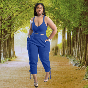 Conjunto Deportivo de Dos Piezas con Top Corto y Pantalones Multicolor de Fábrica - Product Image 3