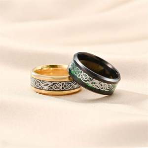 Low Price Couple <b>Rings</b> Jewelry Multicolor 8mm Width Titanium Stainless Steel Celtic Dragon <b>Ring</b> for Men Women - Product Image 2
