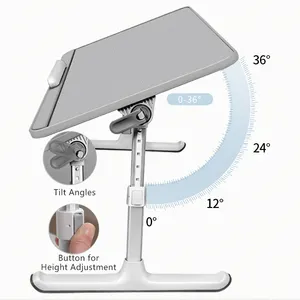 Tavolino Pieghevole per Laptop da Letto, Regolabile a 5 Angolazioni, Tavolo Portatile <span class=keywords><strong>in</strong></span> Pelle PU per Laptop e Scrittura - Product Image 1