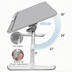 접이식 노트북 책상 침대 5 각도 조절 노트북 침대 테이블 휴대용 PU 가죽 침대 테이블 노트북 쓰기