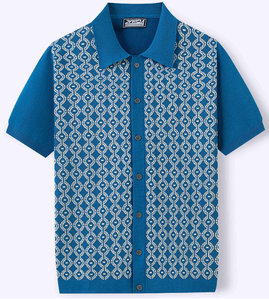 Polo de Jacquard de manga corta helado para <span class=keywords><strong>hombre</strong></span> de verano transfronterizo para <span class=keywords><strong>Amazon</strong></span> modelo SY0165 cárdigan elegante con solapa - Product Image 5