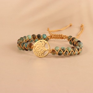 Pulsera de Turquesa Africana Natural con Amuleto Árbol de la Vida, Pulsera Trenzada de Doble Capa, Joyería Boho Curativa para Mujeres y Hombres - Product Image 2