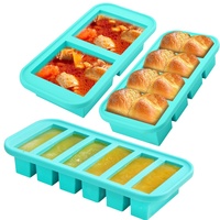 Contenedor de Preparación de Comidas Libre de BPA, Bandeja de Silicona para Congelador, Molde de Silicona para Hacer Hielo, Moldes de Silicona para Congelar Sopa, Contenedores de Almacenamiento para Congelación