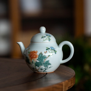 Hand Painted Peony Teapot Porcelain Small Pear Shaped Kung Fu <b>Tea</b> <b>Set</b> With Lid Afternoon <b>Tea</b> Use - Product Image 1