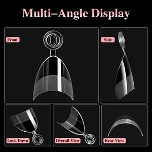 600 pièces de faux ongles ultra courts en plastique français, transparents mats, demi-couverture, carrés et amande - Product Image 4