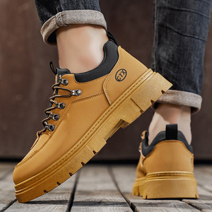 New Arrival Men's Stylish Thick Sole Lace-Up Breathable Boots, Casual Outdoor Walking Shoes for Autumn - Product Image 1