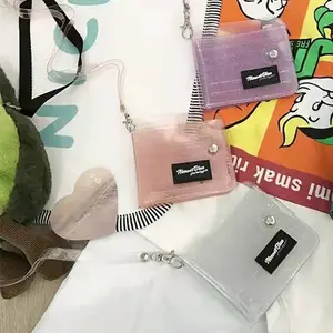 Hot Sale Korea Japan Business Card Holder Clear Sparkle PVC Jelly Card Bag Transparent Women Girls Wallet for ID Card/Cash/Photo