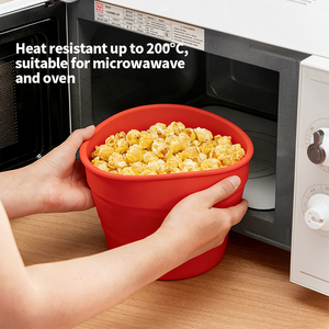 Tazón Plegable de Silicona para Palomitas de Maíz, Recipiente Reutilizable de Grado Alimenticio con Tapa para Hacer Palomitas en el Microondas - Product Image 3