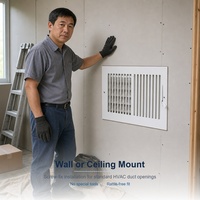 Grille d'alimentation à lame droite bidirectionnelle avec registre réglable pour le contrôle du flux d'air des systèmes CVC muraux et de plafond domestiques