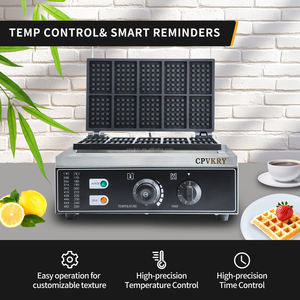 <span class=keywords><strong>Gaufrier</strong></span> Rectangulaire Commercial en Acier Inoxydable pour 10 Gaufres Belges, Machine Industrielle Antiadhésive 110/220V avec Contrôle de Température et Minuterie pour Snacks - Product Image 4