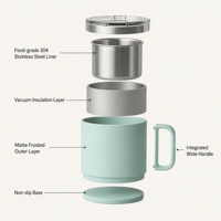 Mug à café en acier inoxydable empilable personnalisé de 12 oz avec couvercle coulissant et poignée, double paroi sous vide, gobelet isotherme de 12 oz