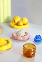 Nordic Ins Assiettes à dessert en forme de beignet créatif Assiette en céramique potelée en grès émaillé de couleur