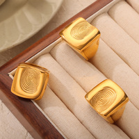 Bague décodeur d'empreintes digitales unique pour femme, en acier titane plaqué or, style décontracté, bijoux de mode