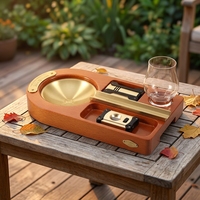 JIFENG JF-T107 Plus – Coffret Cadeau Luxe Moderne en Bois Naturel pour Accessoires de Cigares, Cendrier en Acier Inoxydable, Logo Personnalisé, Verres à Vin, Briquet