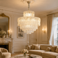 Lustre suspendu en cristal de luxe moderne pour plafonds hauts, salon, hall d'hôtel, table à manger