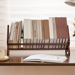 Estantería minimalista de escritorio de madera de 1 nivel, organizador de oficina, estante de almacenamiento de sobremesa para libros y decoración - Product Image 5