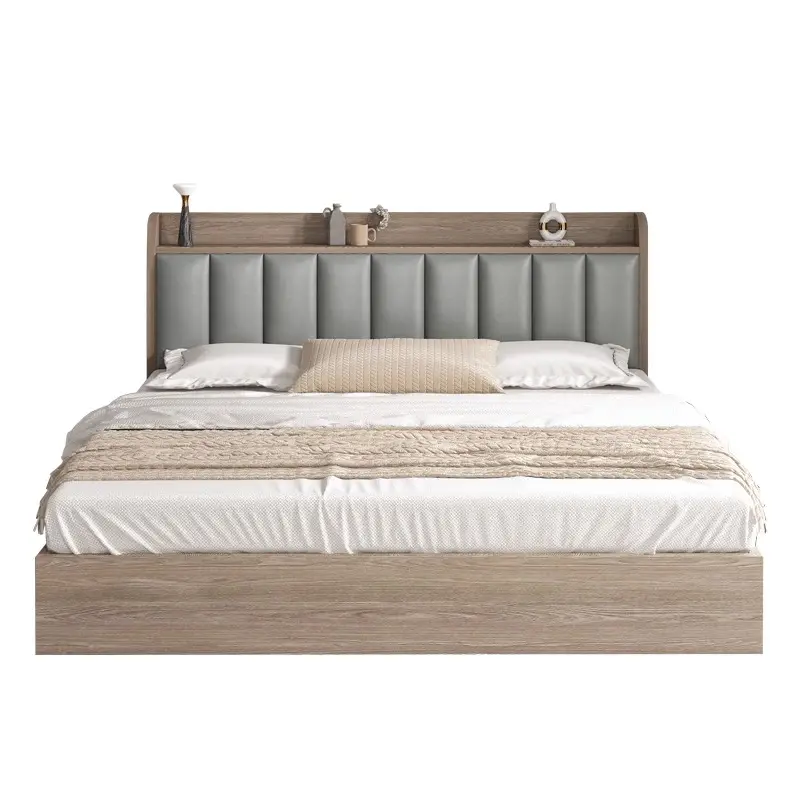 Lujo moderno cómodo diseños de madera muebles conjunto King Queen tamaño cama doble Hotel dormitorio apartamento cama