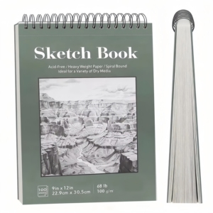 Carnet <span class=keywords><strong>de</strong></span> croquis à spirale pour artistes, 9x12 pouces, 100 feuilles, <span class=keywords><strong>papier</strong></span> à <span class=keywords><strong>dessin</strong></span> épais sans acide pour la création <span class=keywords><strong>de</strong></span> croquis à sec - Product Image 4
