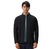 Veste Softshell de sport pour homme, imperméable, coupe-vent, veste de yoga pour l'automne, design uni, col montant, fermeture éclair, respirante