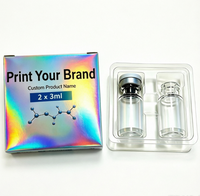 Kotak Ampul Holografik Ramah Lingkungan 3ml 5ml 10ml Kotak Kertas Ampul dengan Sisipan Blister Kustom MOQ Rendah Kotak Pep