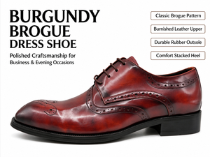 Chaussures Richelieu pour hommes en cuir véritable verni bordeaux, à lacets, semelle extérieure en caoutchouc, bout pointu, pour le bureau, la carrière et les cadres, vente en gros - Product Image 1